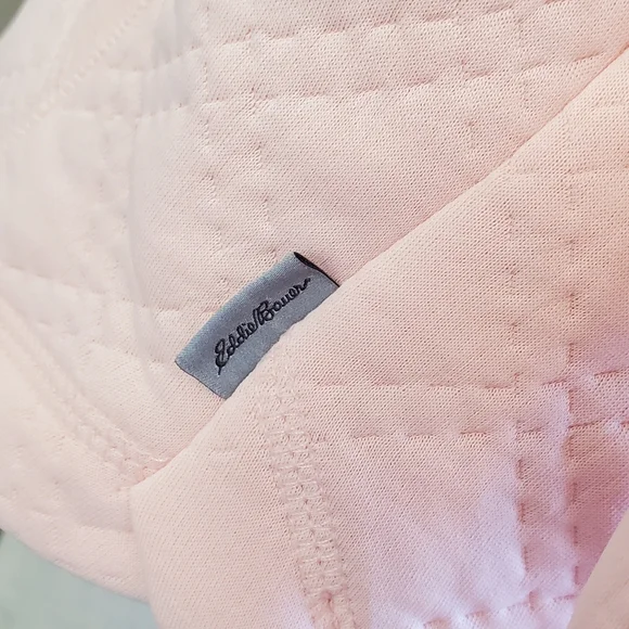 Light Pink Pullover Hoodie Quilted with Kangaroo Pocket Soft Cozy by Eddie Bauer - Picture 5 of 7